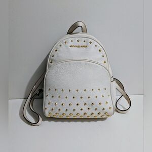 Michael Kors Ivory Leather Studded Zippe Backpack